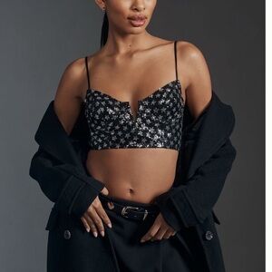 Anthropologie Sequin Star Crop Top